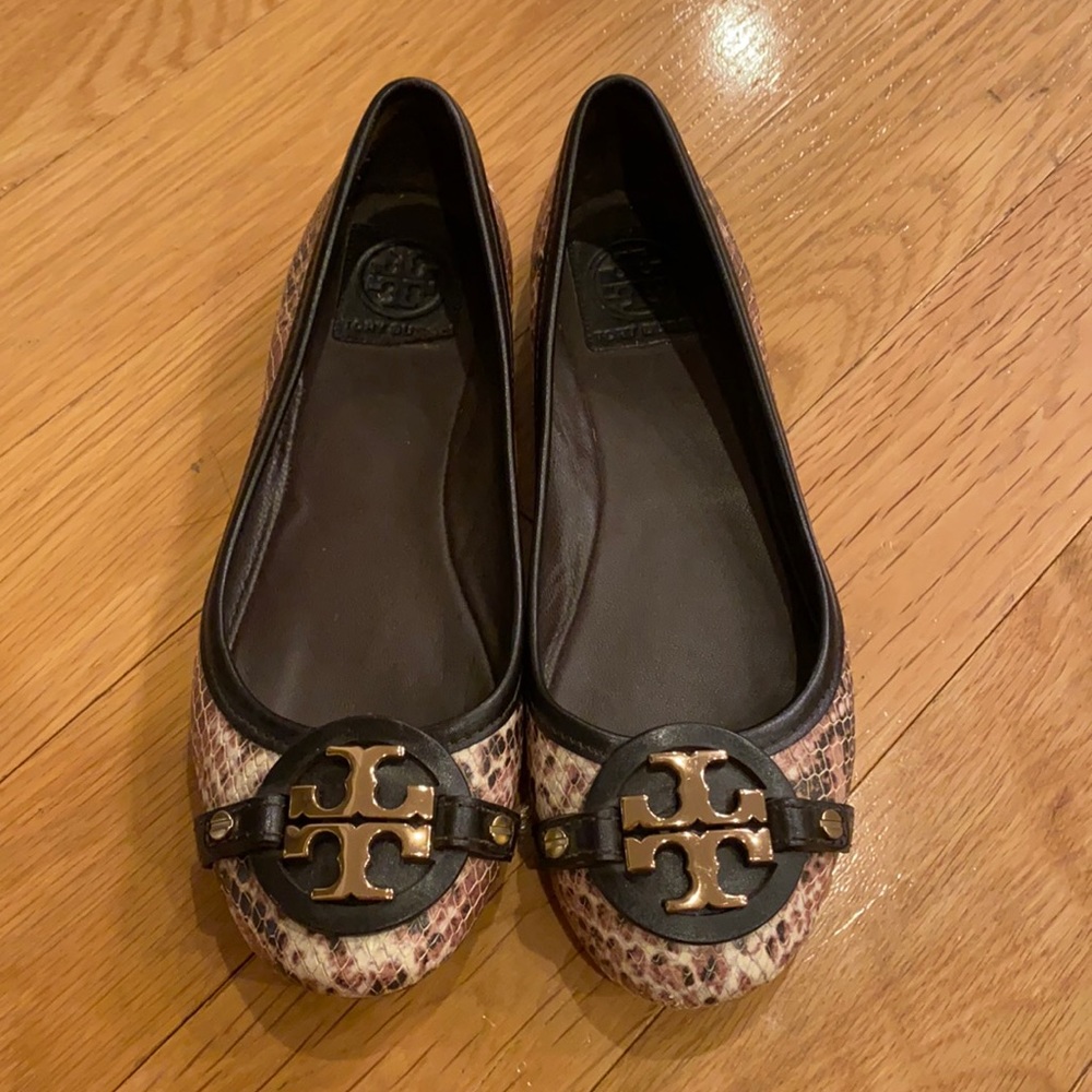 Tory Burch Snake Print Ballet Flats (sz 7)